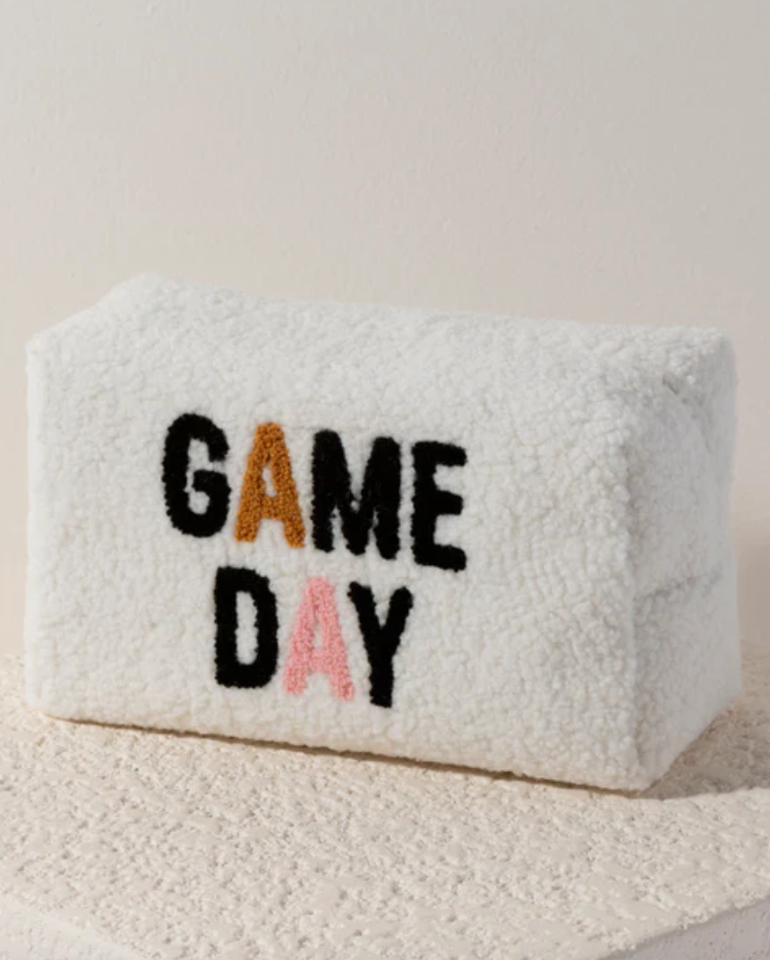 Game Day Sherpa Zip Pouch in Ivory