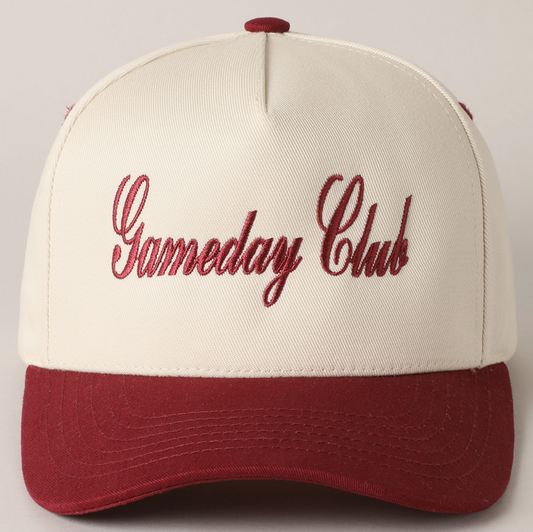 Gameday Club Embroidery Two Tone Hat. -Burgandy