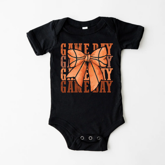 Basketball Bow Game Day Onesie and Toddler Tee