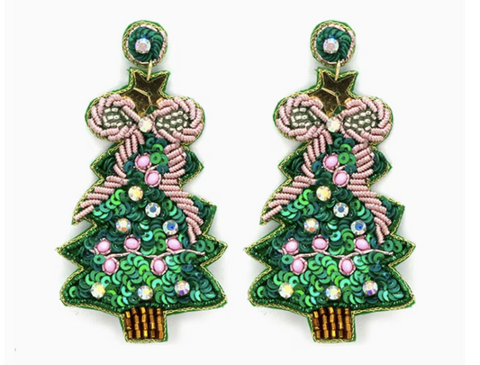 Christmas Tree Sequin Earrings