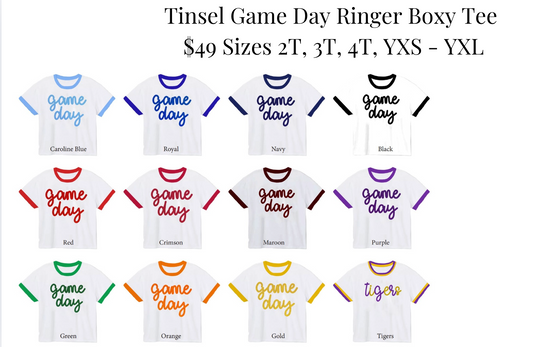 Tinsel Game Day Ringer Boxy Tee