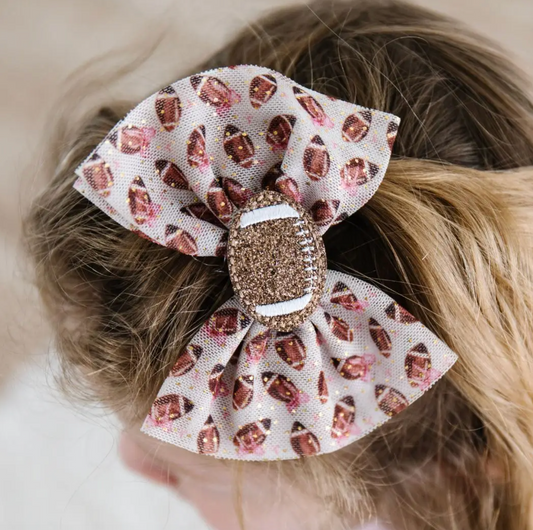Football Cutie Tulle Bow Clip
