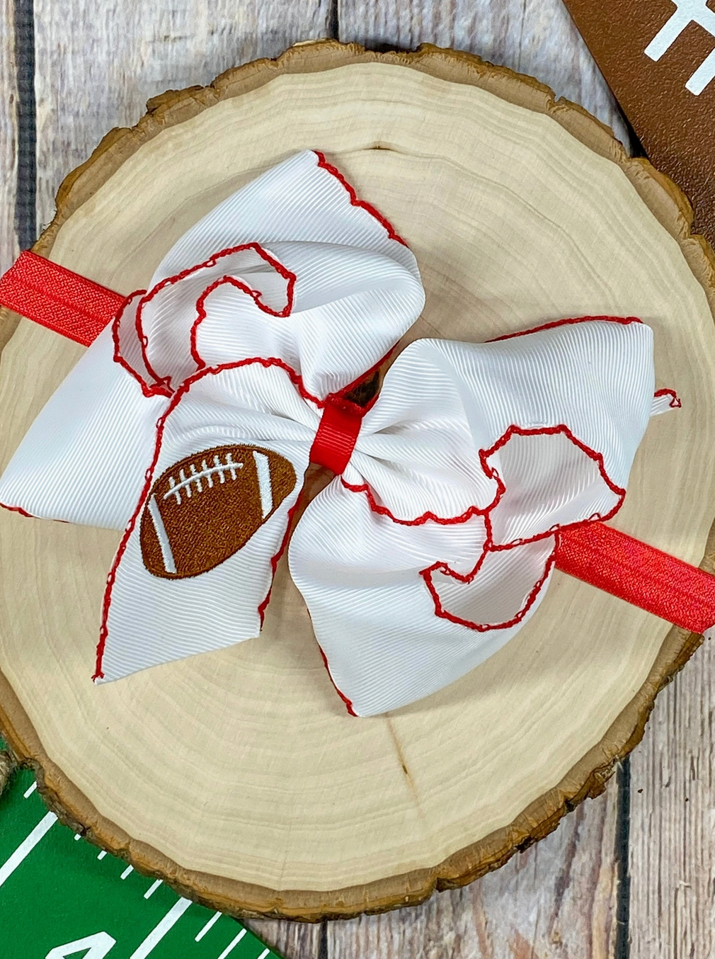 Football Embroidered Bow Headbands