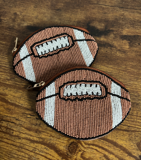 Beaded Football Coin Bag