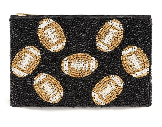 Football Beaded Coin Pouch