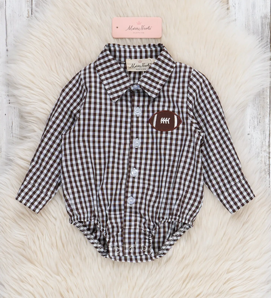Gingham & Goals Embroidered Football Bubble