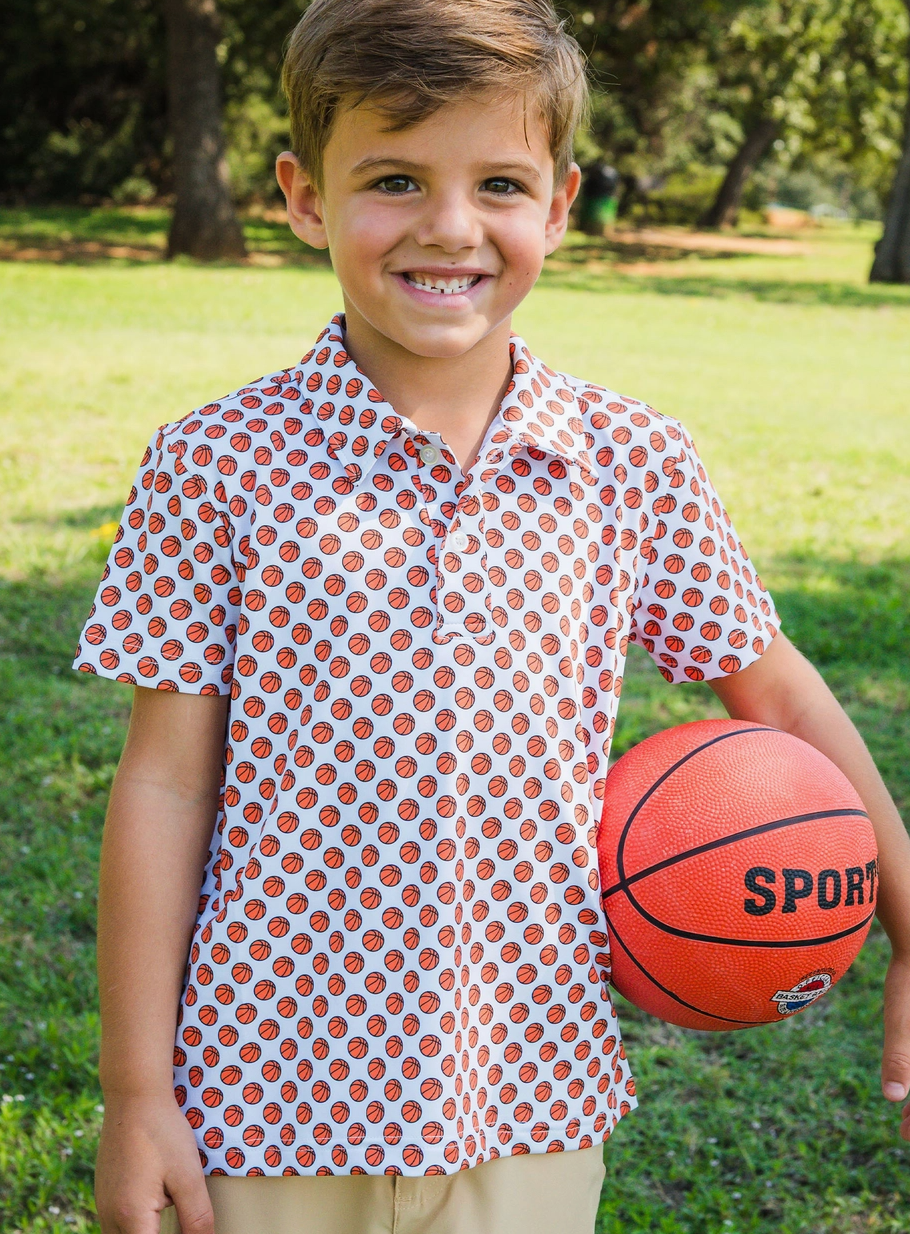 Boys Basketball Madness Knit Short Sleeve Performance Polo