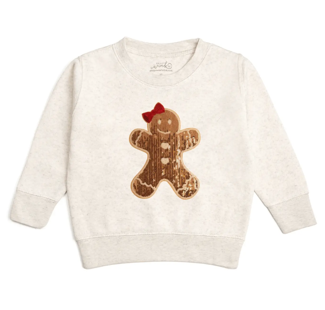Gingerbread Sequin Patch Christmas Sweatshirt