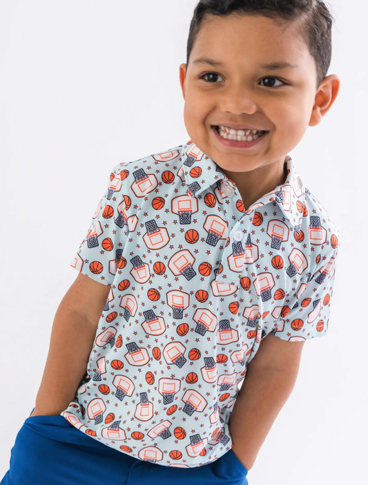 Boys Basketball Star Knit Short Sleeve Performance Polo