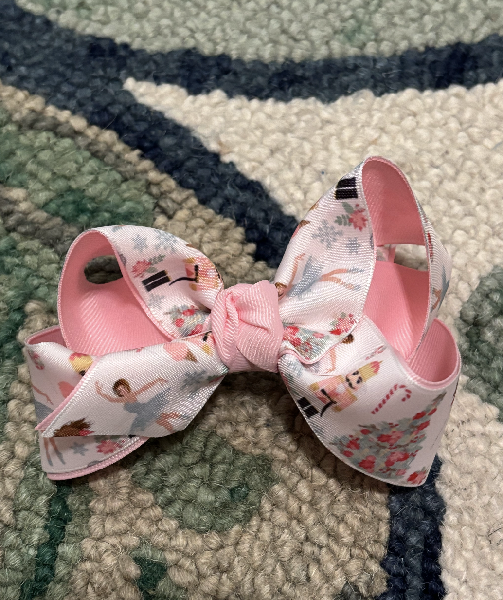 Layered Christmas Nutcracker Pastel Bow On Alligator Clip