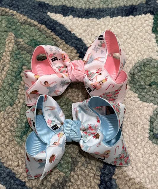 Layered Christmas Nutcracker Pastel Bow On Alligator Clip