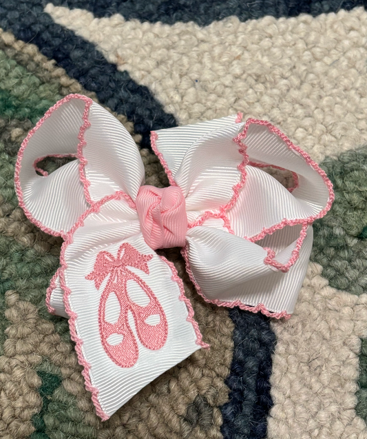 Embroidered Ballet Shoes Crochet Edge Bows