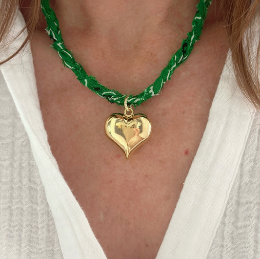 Green Gameday Love Bandana Necklace