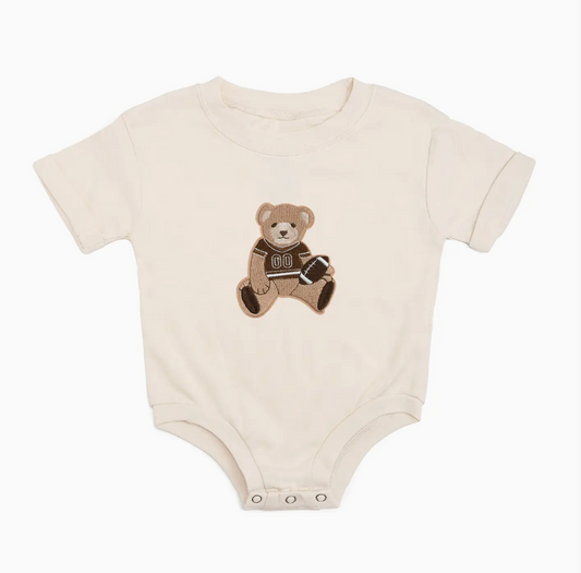 Teddy Bear Patch Short Sleeve Romper