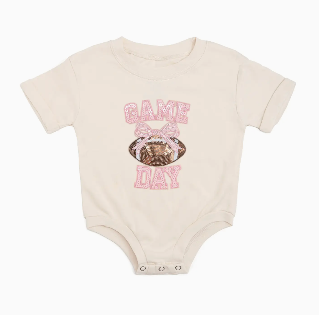 Game Day Sequin Patch Short Sleeve Romper