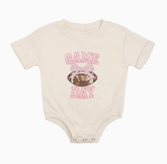 Game Day Sequin Patch Short Sleeve Romper