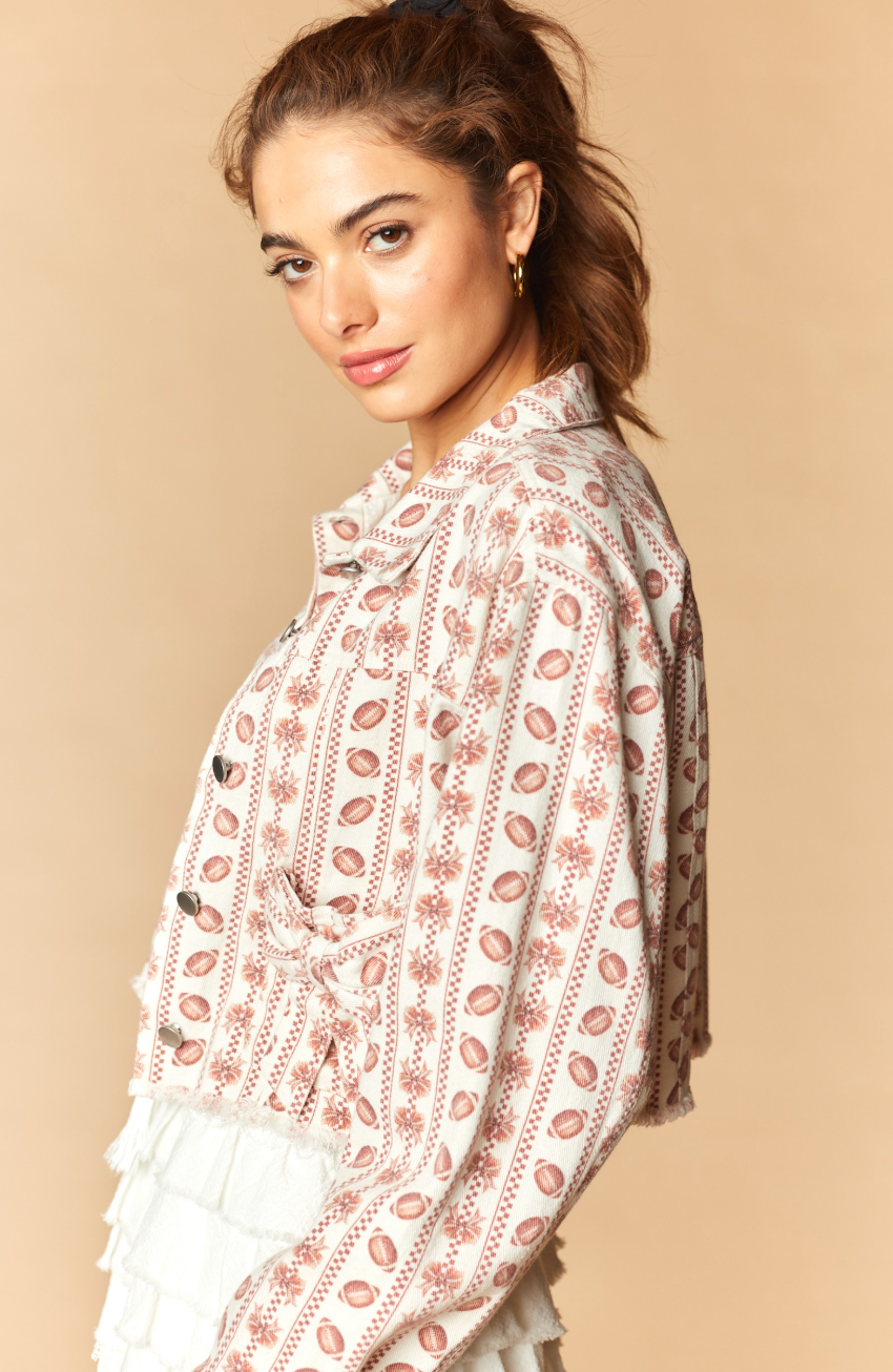 Vintage Game Day Football Cropped Jacket