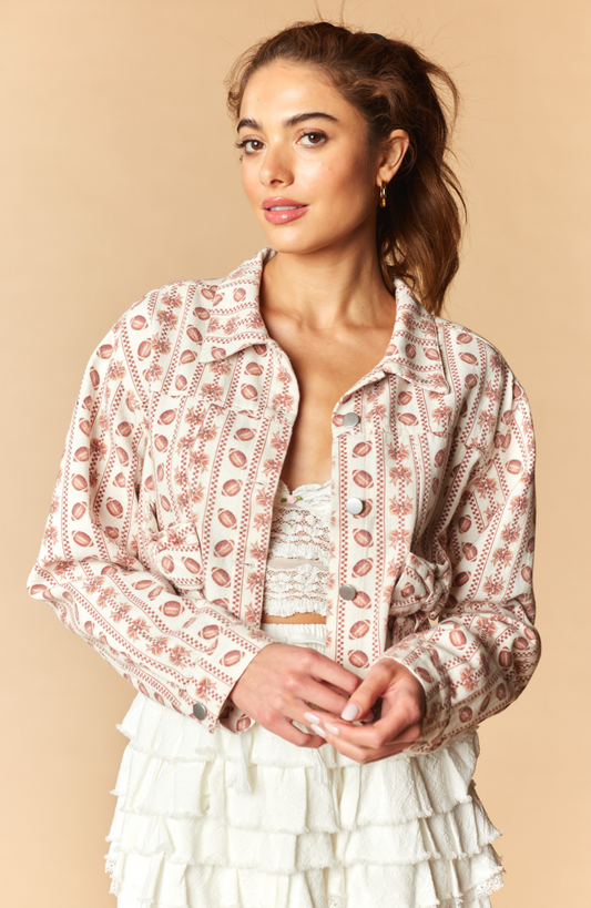 Vintage Game Day Football Cropped Jacket