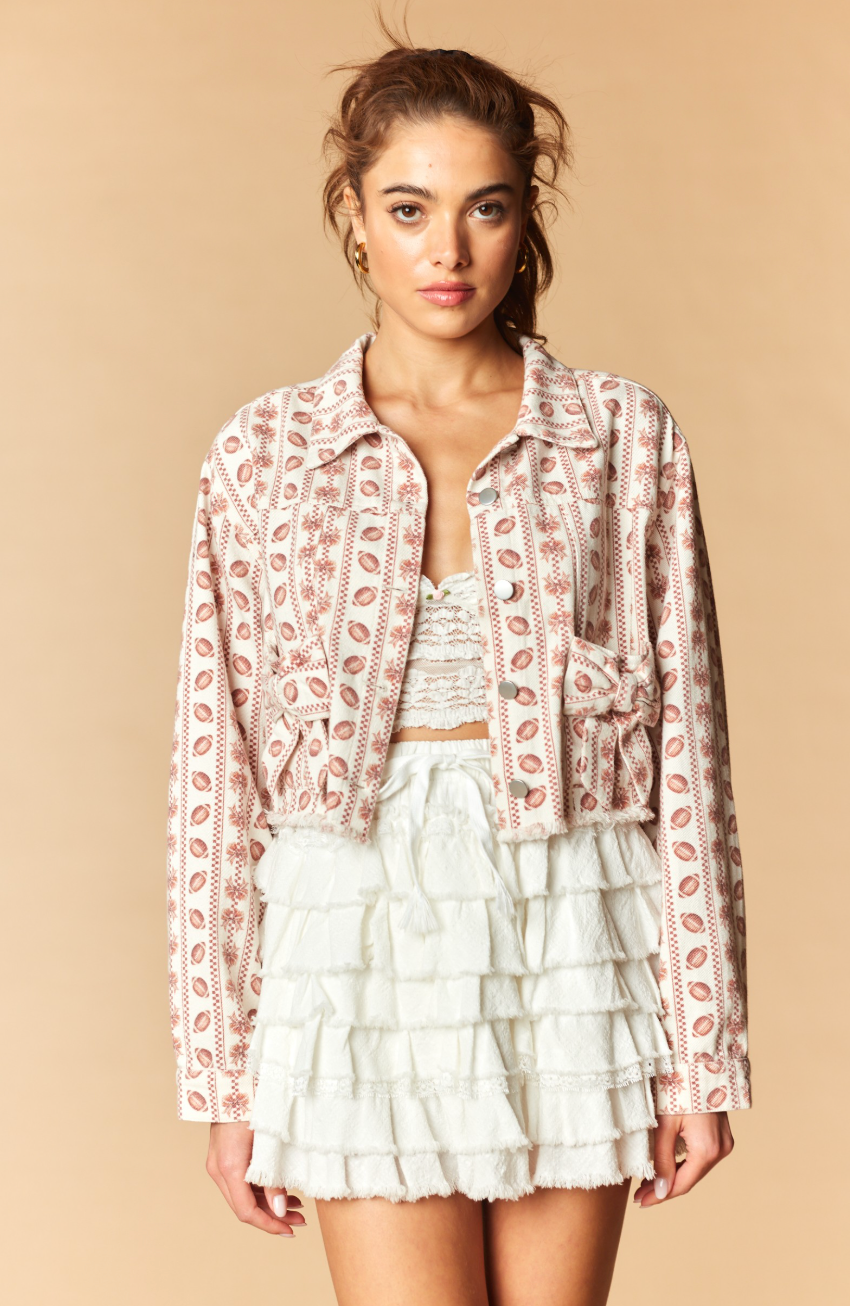 Vintage Game Day Football Cropped Jacket
