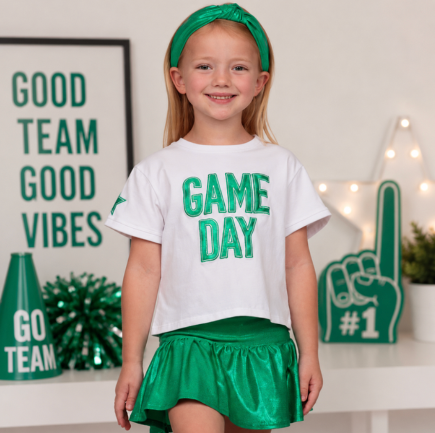 Game Day Shimmer Applique  Boxy Top