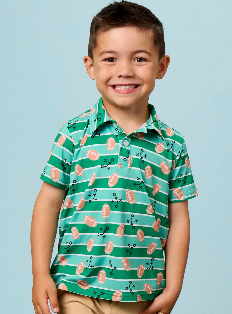 Boys Tackles & Touchdowns Football Knit Short Sleeve Performance Polo