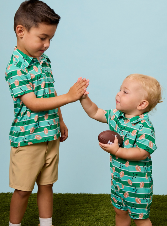 Boys Tackles & Touchdowns Football Knit Short Sleeve Performance Polo