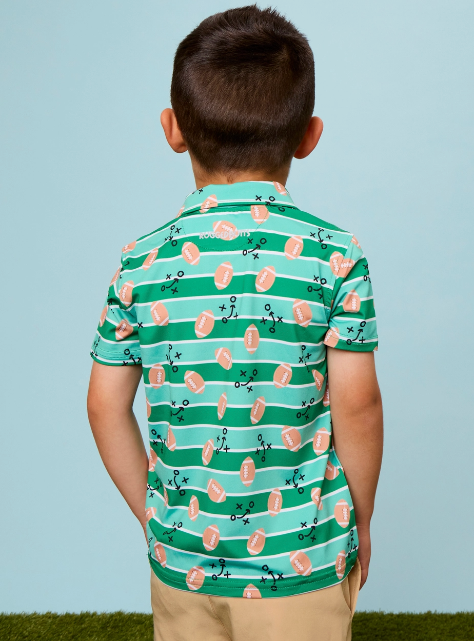 Boys Tackles & Touchdowns Football Knit Short Sleeve Performance Polo