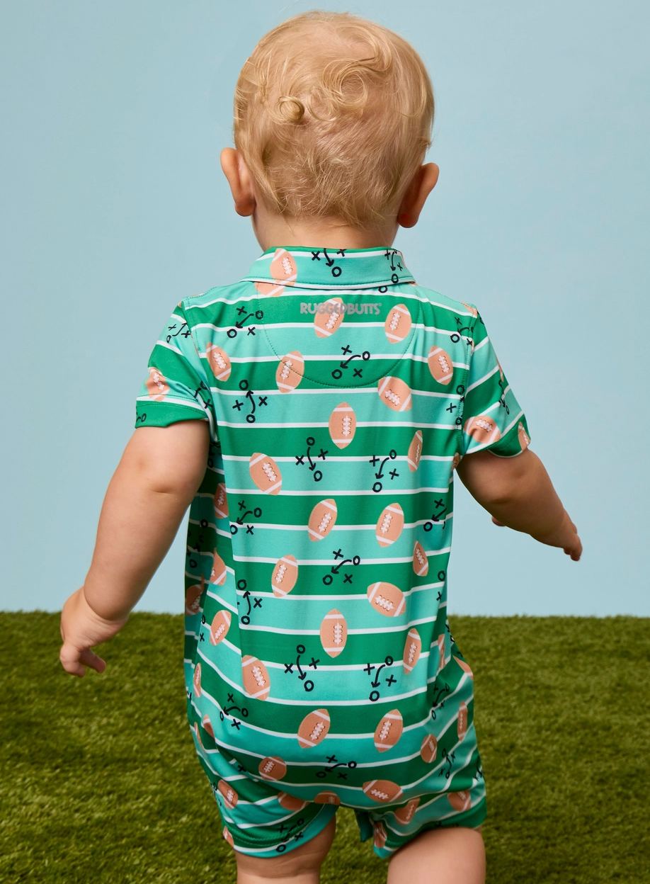 Boys Tackles & Touchdowns Football Knit Short Sleeve Performance Polo Romper