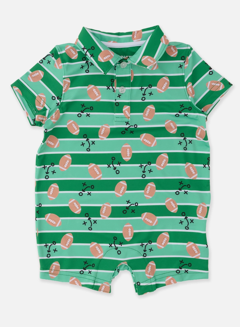 Boys Tackles & Touchdowns Football Knit Short Sleeve Performance Polo Romper