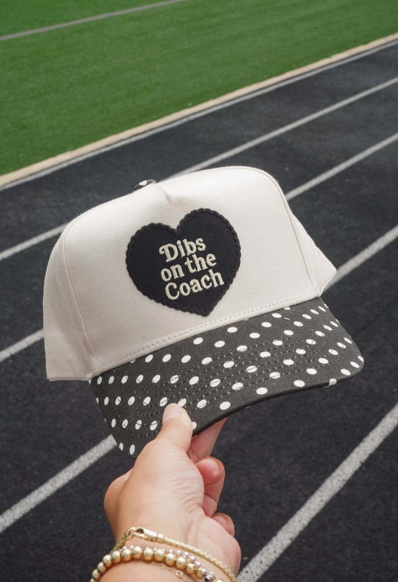 Dibs On the Coach Hat - Black Polka Dot