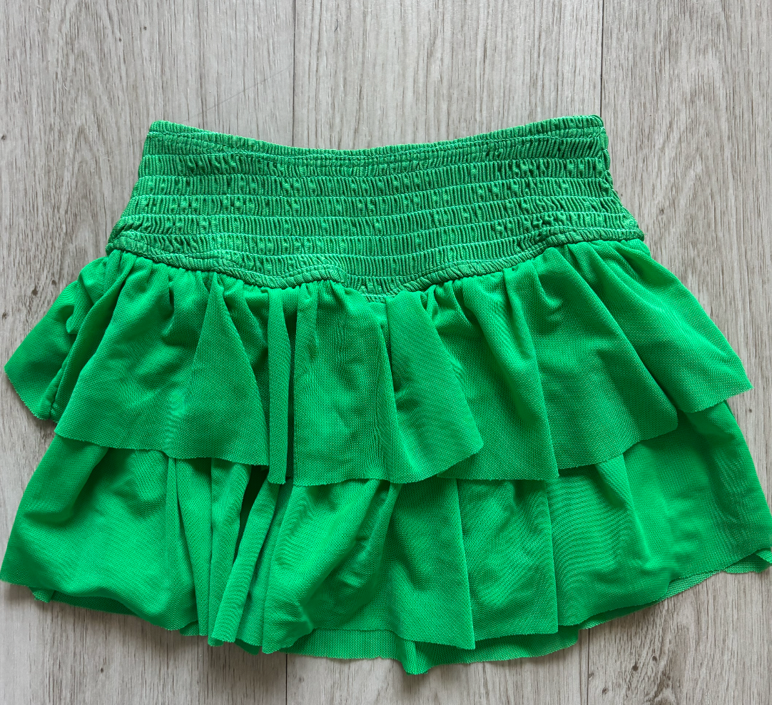 Smocked Mesh Skort - Green