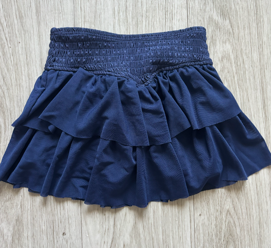Smocked Mesh Skort - Navy