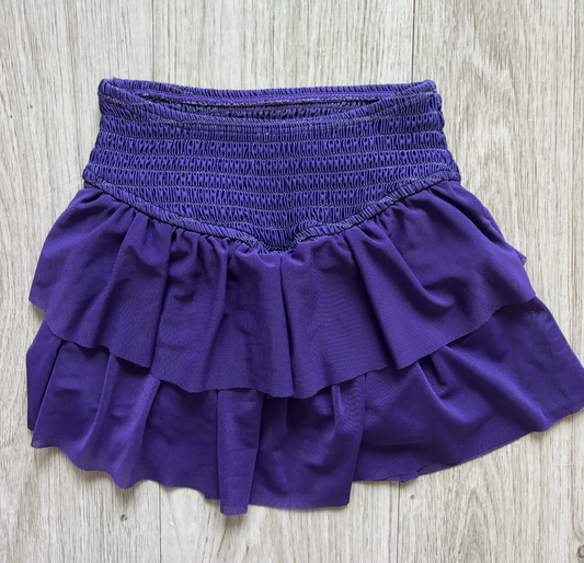 Smocked Mesh Skort - Purple