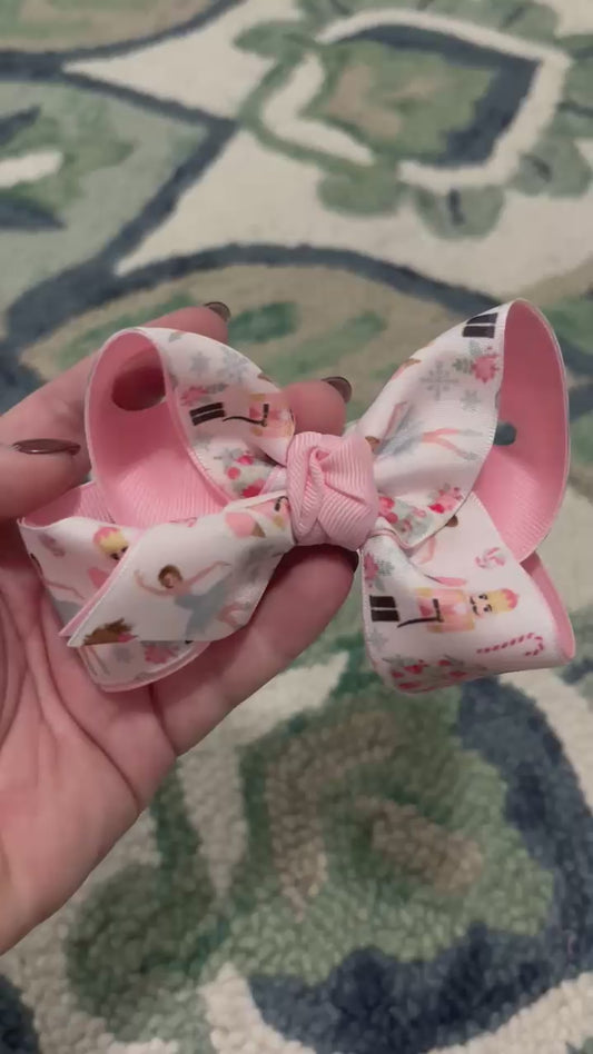 Layered Christmas Nutcracker Pastel Bow On Alligator Clip