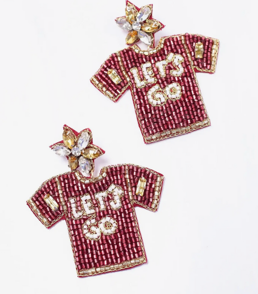 Let's Go Jersey Beaded Earring GARNET GOLD