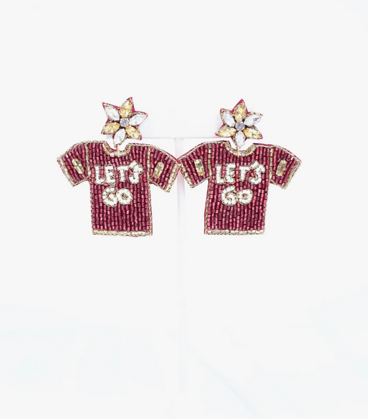 Let's Go Jersey Beaded Earring GARNET GOLD